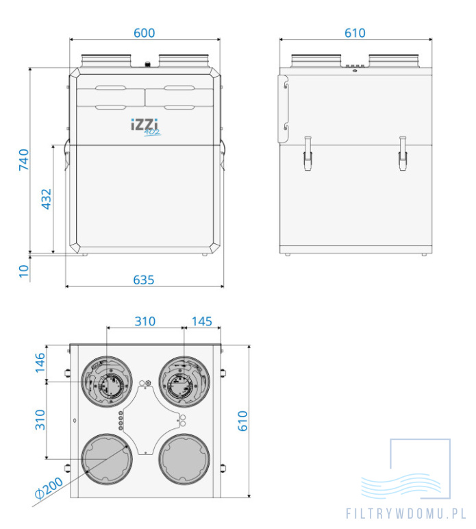 Rekuperator izzi 402 wymiary